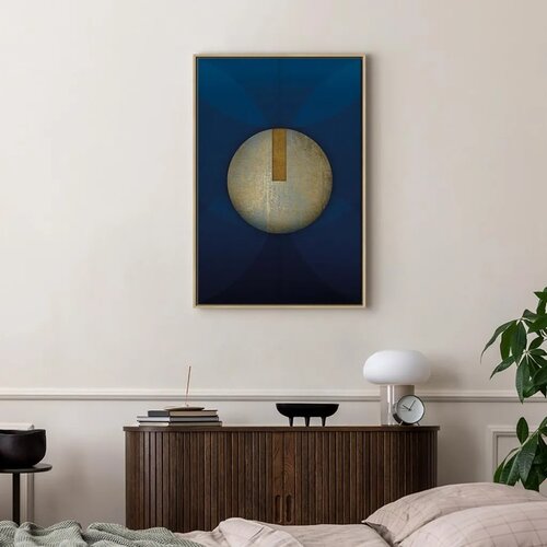  Slika - In the Shadow of Classic Blue (1-part) - Golden Circle in Abstraction 40x60 Slike