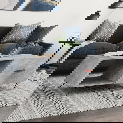 VidaXL Klubska mizica betonsko siva 90x50x40 cm konstruiran les Slike