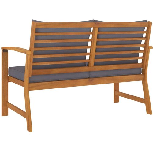  Klupa s tamnosivim jastucima 120 cm od bagremovog drva Slike