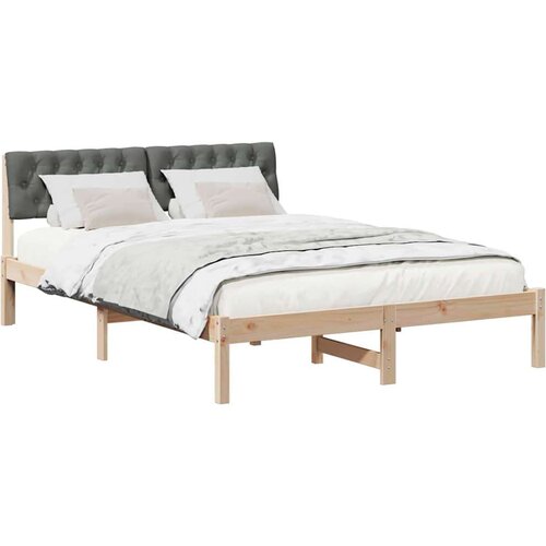  Okvir kreveta smeđe i tamnosivo 135 x 190 cm Masivna borovina Slike