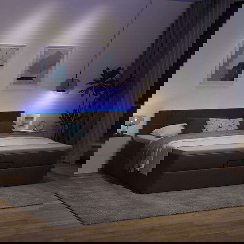  Okvir kreveta s madracima tamnosmeđi 200x200cm tkanine Cene