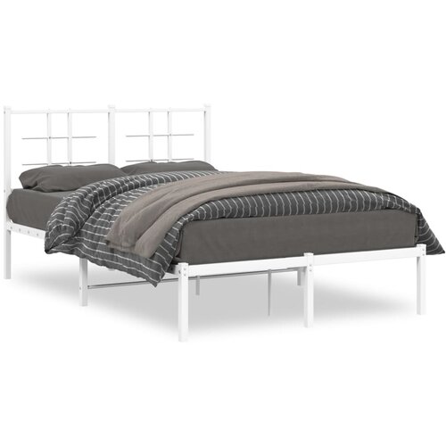 VidaXL Metalni okvir za krevet s uzglavljem bijeli 120 x 190 cm Slike