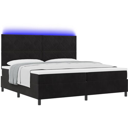 vidaXL Box Spring Ležišče z Mattresom & LED Črna 200x200 cm Žamet, (22081207) Cene
