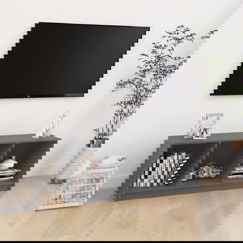 Furnova TV omarica siva 104x33x41 cm trdna borovina, (21923044) Slike