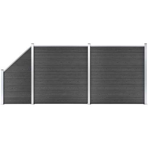 vidaXL komplet ograjnih panelov wpc 446x(105-186) cm črn Cene