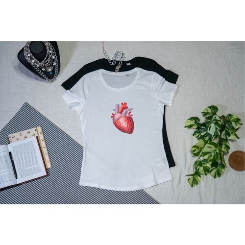  Srce - Strukirana majica Bela XL Cene