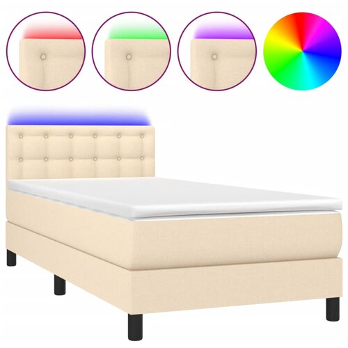 VidaXL Box spring postelja z vzmetnico LED krem 90x190 cm blago, (20897171) Slike