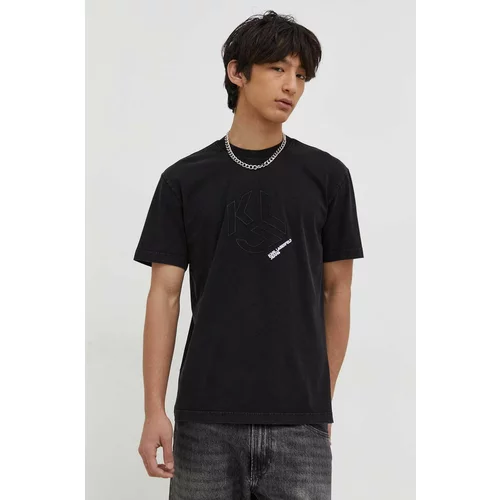 KARL LAGERFELD JEANS Pamučna majica za muškarce, boja: crna, s aplikacijom
