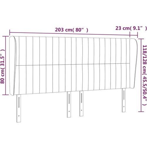  Uzglavlje s u&amp;scaron;ima smeđesivi 203x23x118/128 cm od tkanine Slike