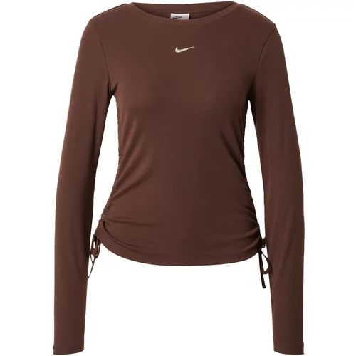 Nike Sportswear Majica 'ESSNTL' tamno smeđa / bijela