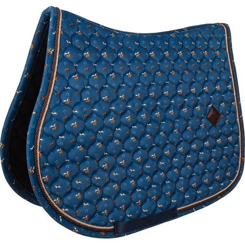 Kentucky Horsewear Skakalna podsedelnica Velvet z vzorcem konjev, FULL - Marine blue Slike