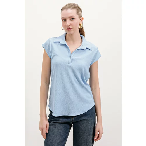 Bigdart 20123 Polo Knitted Blouse - Blue
