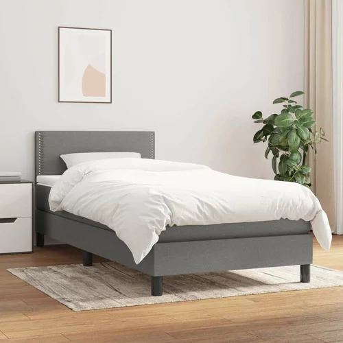  Box spring postelja z vzmetnico temno siva 80x200 cm blago, (20727322)
