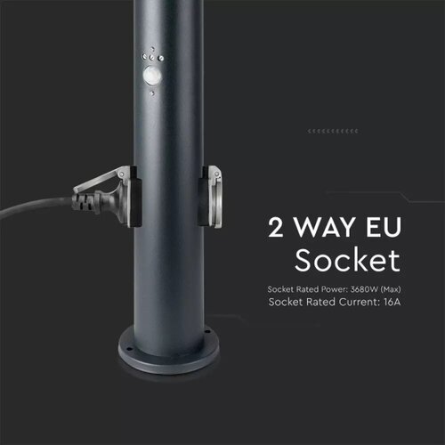  Spolja&amp;scaron;nja lampa sa senzorom i 2 utičnicama 1xE27/60W/230V IP44 60cm antracit Slike