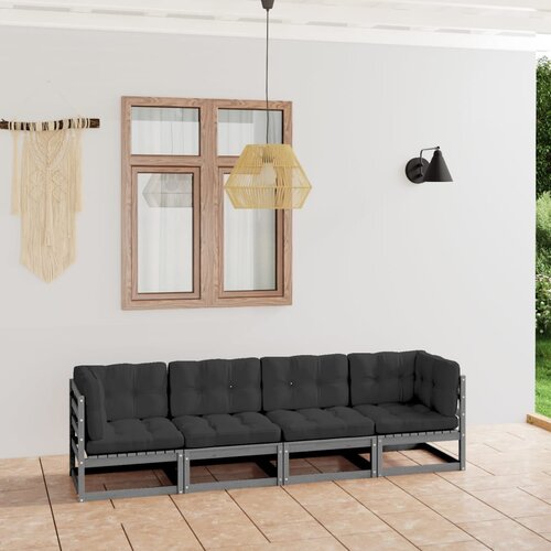 The Living Store Vrtni kavč &amp;scaron;tirised z blazinami trdna borovina - Vrtni Kavč, (21473172) Slike