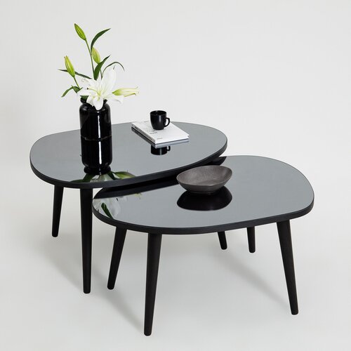 Hanah home Set klub stolova, 2 dijela Debeli crno-sivi Cene