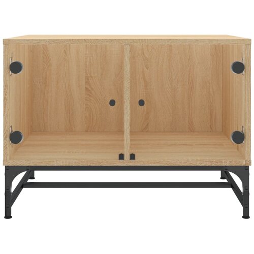  Stolić za kavu sa staklenim vratima boja hrasta 68,5x50x50 cm Slike
