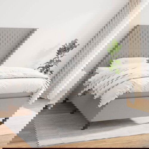 VidaXL Okvir kreveta s oprugama i madrac svjetlosivi 90x200cm tkanina Slike