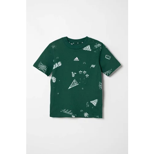Adidas Otroška bombažna kratka majica J BLUV Q3 AOPT zelena barva