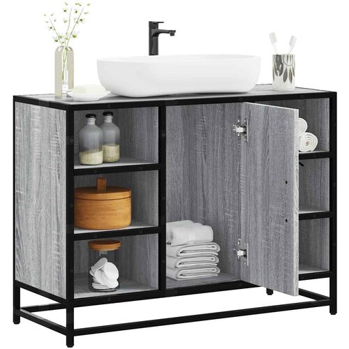 vidaXL Kopalniška omarica za umivalnik siva sonoma 80x33x60cm inž. les Cene