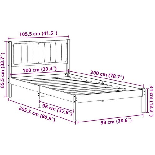 VidaXL krevetni okvir s tapiciranim uzglavljem tamno siva 100 x 200 cm Slike