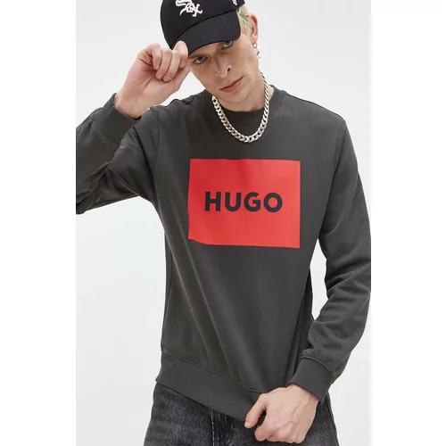 Hugo Bombažen pulover moška, siva barva
