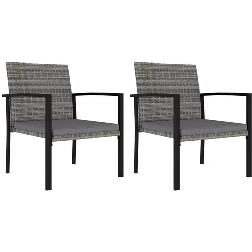 vidaXL Vrtni jedilni stoli 2 kosa poli ratan sive barve, (20660911)