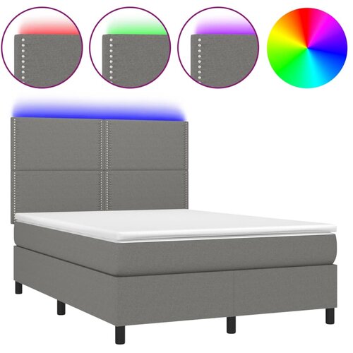 Maison Chic Box spring postelja - Vzmetna postelja z vzmetnico LED temno siva 140x190 cm blago SL22181, (21904991) Cene