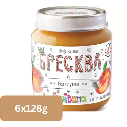 Juvitana kašica za bebe od breskve, 128g, 6 komada Slike