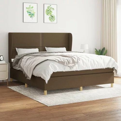  Box spring postelja z vzmetnico temno rjava 160x200 cm blago, (20899234)
