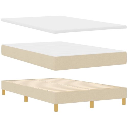  LED Box Spring Krevet s jastukom Krema 120 x 190 cm tkanina Slike