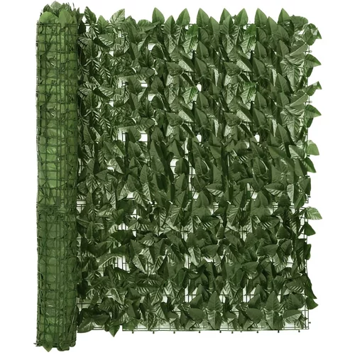 vidaXL Balkonsko platno s temno zelenim listjem 400x100 cm