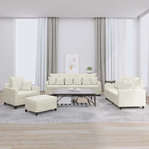  4-dijelni set sofa s jastucima krem baršunasti Cene