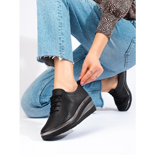 T.SOKOLSKI Black leather wedge shoes Slike