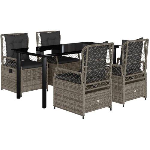  5-dijelni vrtni blagovaonski set sivi od poliratana Siva 160 x 80 x 74 cm Slike