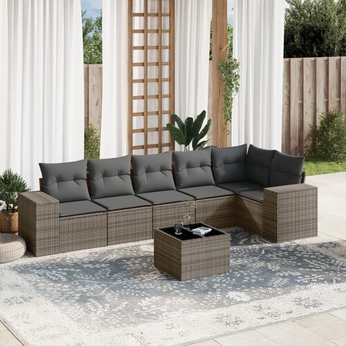 vidaXL 7-dijelni set vrtnih sofa sivi od poliratana Cijene