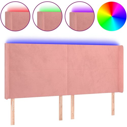 Maison Chic led posteljno vzglavje - vzglavna omarica - nočna omarica roza 203x16x118/128 cm žamet, (21711207) Slike