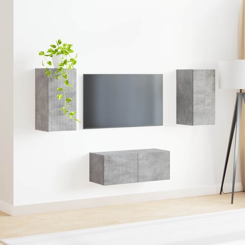  Set TV komoda Zidne 2 pcs Betonski sivi Konstruirano drvo Slike