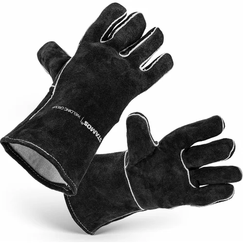 Stamos Germany Zaščitne usnjene rokavice za varjenje MIG MMA TIG črne - velikost XL, (21121383)