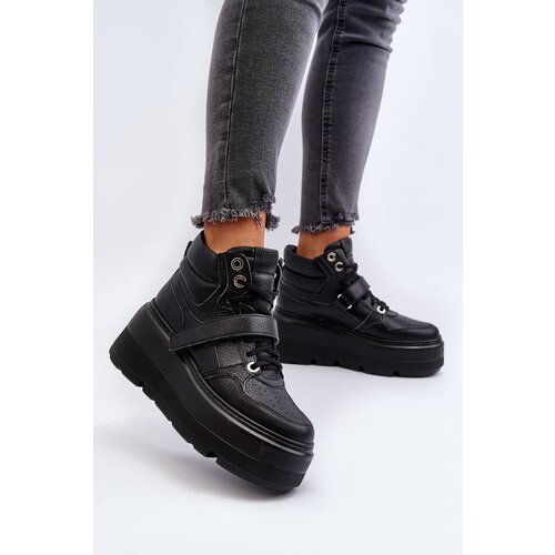 Zazoo 3392/X Women's Leather Platform Sports Shoes Black Cene