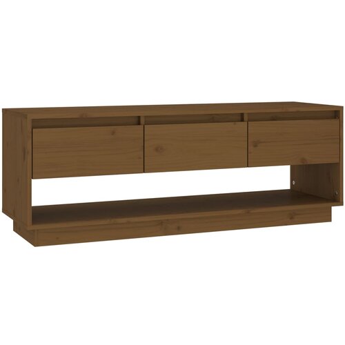 Maison Chic TV omarica - TV stojalo - Televizijska omarica medeno rjava 110,5x34x40 cm trdna borovina, (21699222) Slike