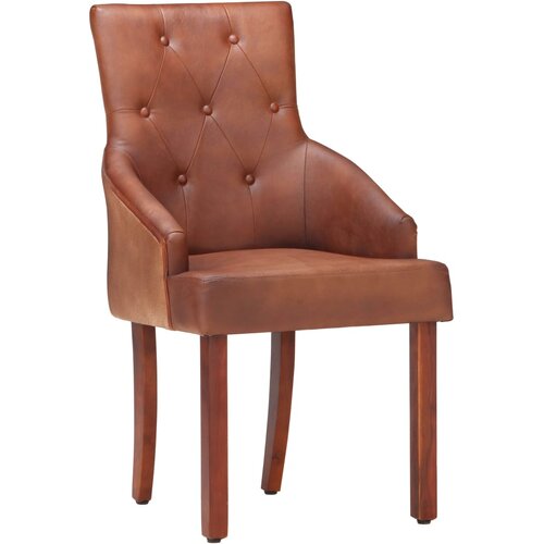  Blagovaonske stolice 4 kom smeđe od prave kozje kože Slike