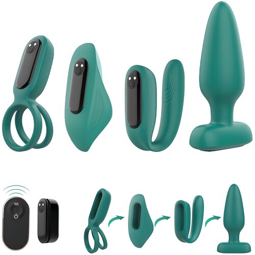 Sex HD - bežični, radio, 4-dijelni vibrator (tirkiz) Slike