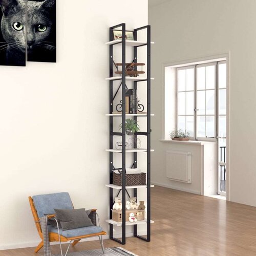 vidaXL Knjižna omara 6-nadstropna bela 40x30x210 cm iverna plo&scaron;ča, (20620586) Cene