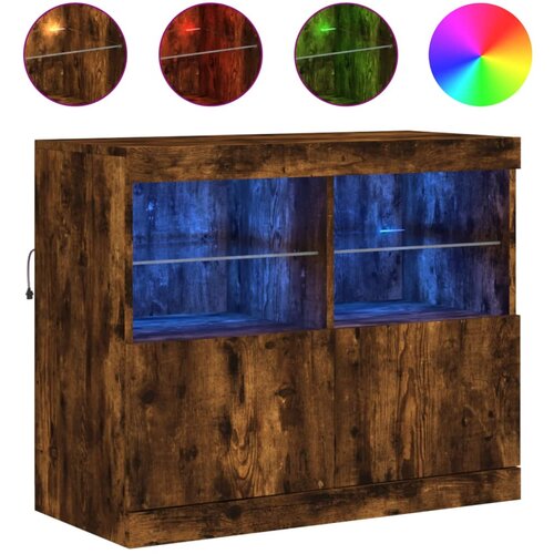 Maison Chic Komoda - Predalnik z LED lučkami dimljen hrast 81x37x67 cm, (21719133) Cene