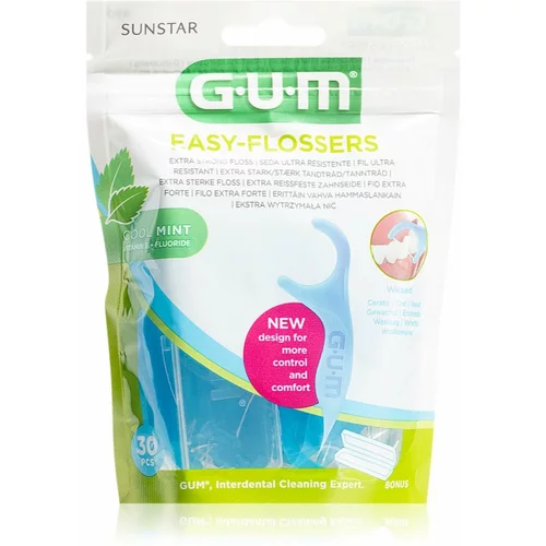 GUM Easy Floessers vrlo nježni konac za zube s fluoridom i mentolom s učinkom širenja 30 kom