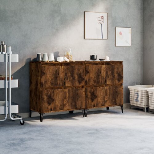 vidaXL Komoda 2 kosa dimljeni hrast 60x35x70 cm inženirski les Cene