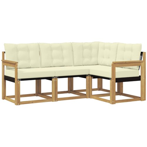 vidaXL Zunanja garnitura za sedenje z blazino 4 pcs Bela in krem, (5000281412) Cene