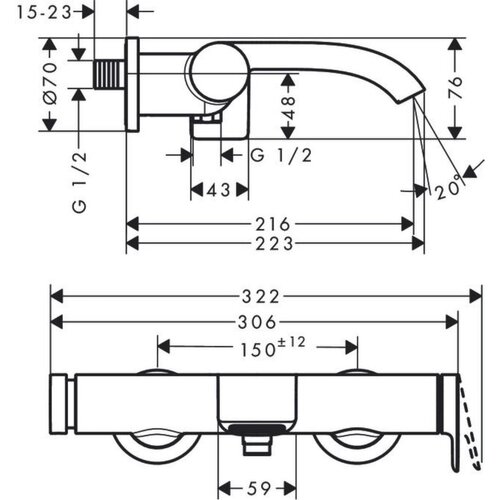 Hansgrohe 75420000 Vivenis stenska armatura za kad Slike