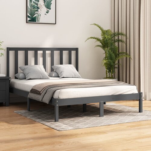 Furnova Posteljni okvir siv iz trdne borovine 150x200 cm, (21939657) Slike